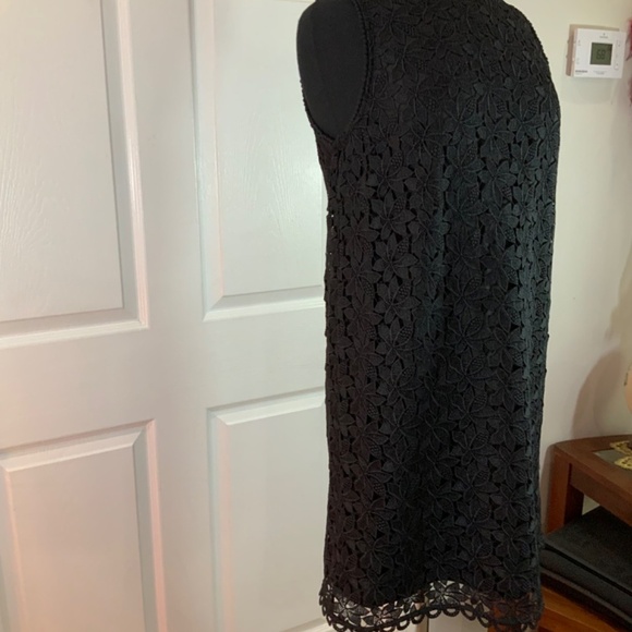 Kate Spade Leaf Lace Black Sleeveless Shift Dress Size 8 - Picture 7 of 13